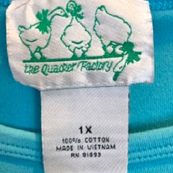 The Quacker Factory Blue Cotton T-Shirt Top Beaded Sequin Pullover Sz:1X - Picture 5 of 5